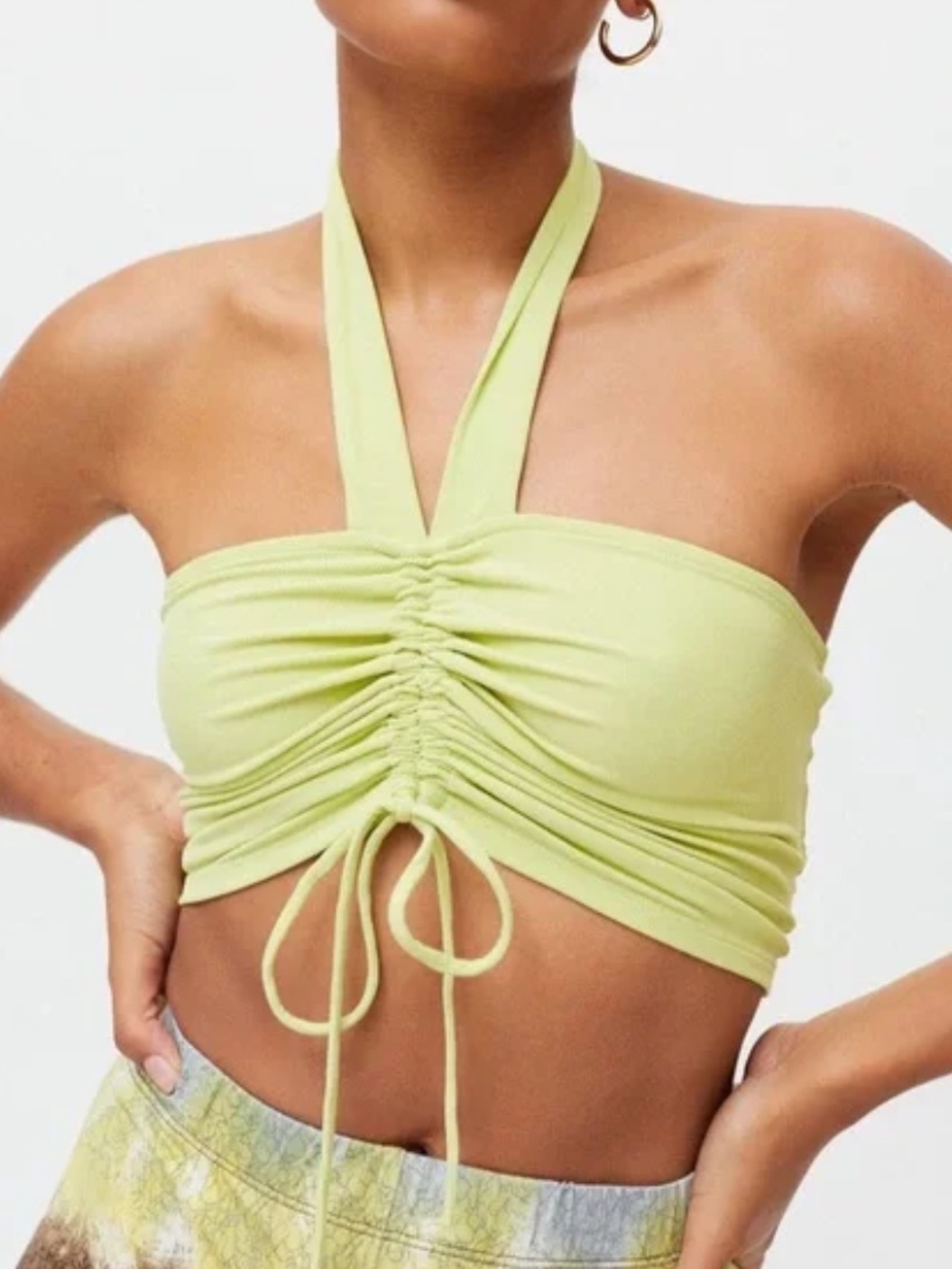 Urban‎ Outfitters Tia Cinch Lime Green Halter Top